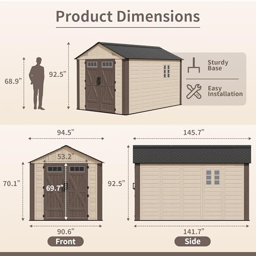 AirWire 8x12 FT Outdoor Resin Storage Shed Beige