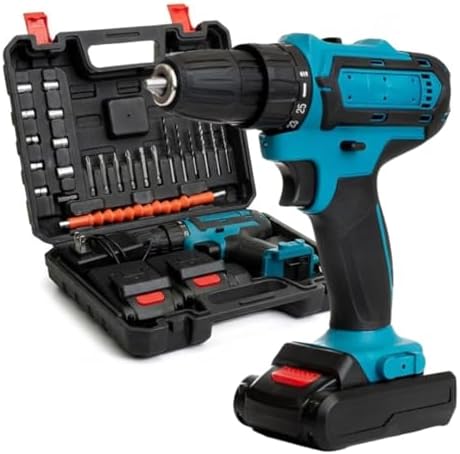 Evermore 21V Cordless Drill Set - 24-Piece All-In-One Power Tool Kit with 2 Batteries, Charger, and Carrying Case - High-Torque Electric Drill for Home Improvement & Renovation