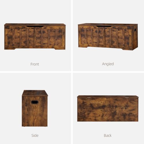 VANKILEY 47.2" Storage Chest Extra Large, Wooden Storage Bench,Rustic Brown