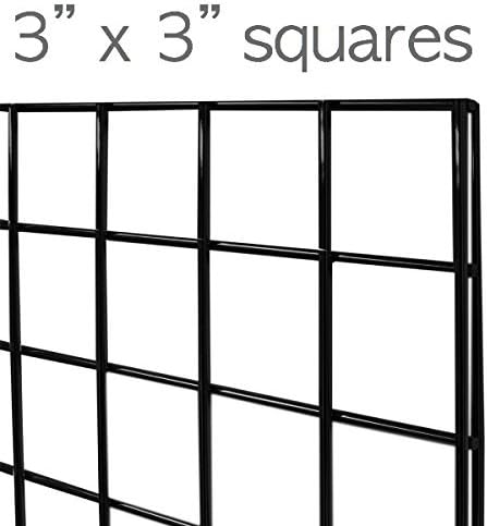 Gridwall Panel, 2'x6', Heavy Duty, Black, Commercial Grade, Wall Display, 1 Pack, Metal, Powder Coated, Freestanding, Retail, Trade Shows, Organize Garages, Closets, Grid Panel