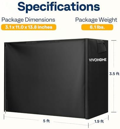 VIVOHOME 5ft Waterproof Outdoor Firewood Log Rack Cover, Black