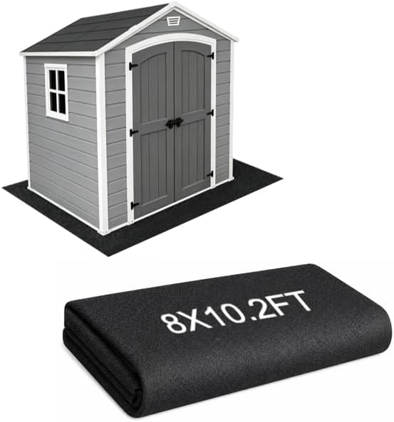 POOLTALE 8 x 10.2FT Shed Floor Mat, Outdoor Storage Shed Mat with PE Backing for Dust, Oil, Waterproof Nonslip Durable Protector Rug for Carport Patio Garage Garden, Storage Shed Not Included