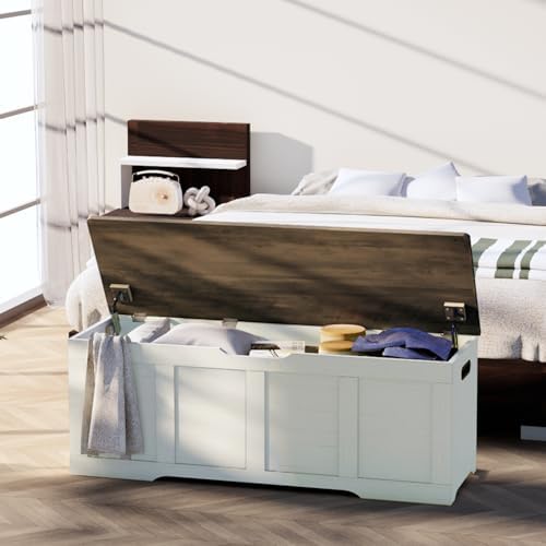 Timberer 47.2" Storage Chest Extra Large Storage Bench with 2 Safety Hinges