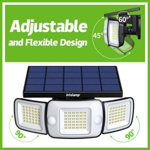 intelamp Solar Flood Lights Outdoor Waterproof, 6000mAh 1200LM Solar Powered