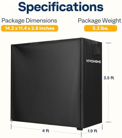 VIVOHOME 4ft Waterproof Outdoor Firewood Log Rack Cover, Black