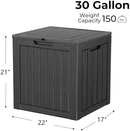 Outdoor Storage Box 35GAL Waterproof Resin Deck Box,Pool Accessories Supplies，UV-Resistant Lockable Package Delivery Bin for Garden Tools,Large Patio Outside Cushions,Chest,Furniture,Black