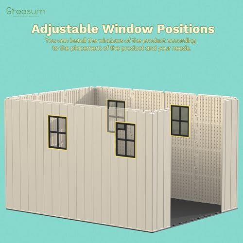 Greesum 8x10FT Plastic Outdoor Storage Shed with Floor, Resin Sheds, Beige