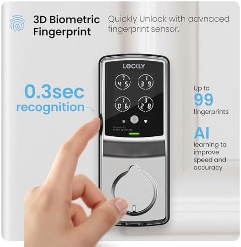 Lockly Secure Pro Wi-Fi Smart Deadbolt Lock - Left Fingerprint Edition