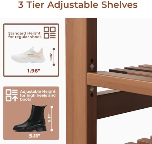 27.6" Shoe Rack Bench with Coat Rack, 3-Tier Entryway Storage Bench