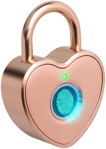 Fingerprint Padlock for Gym Locker, Heart Shaped, Rose Gold