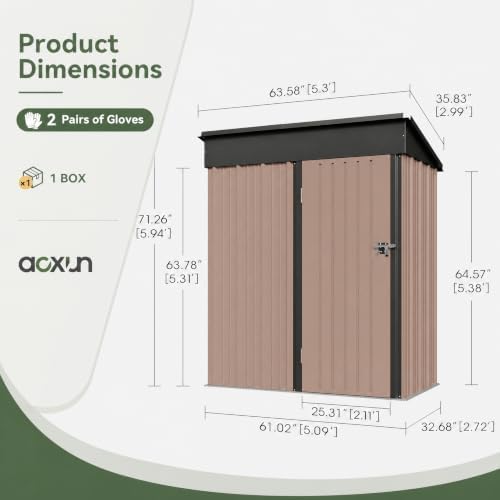 Aoxun 5x3 FT Shed Outdoor Waterproof Storage Shed
