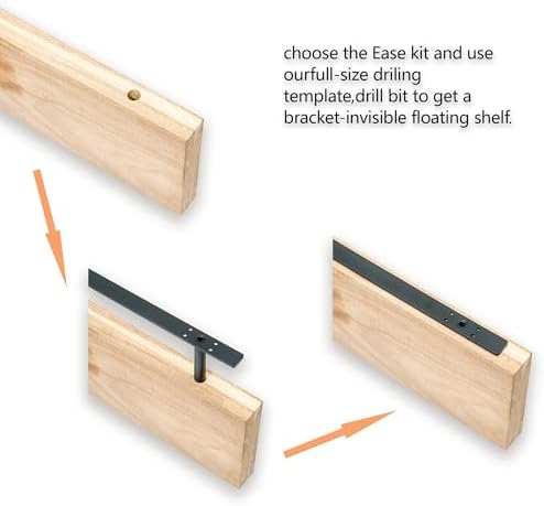 Heavy Duty Floating Shelf Bracket 53 inch, Hidden Shelf Bracket for Mantel and Shelving, Max Load 200 lbs if Mounted on Studs, Invisible Bracket for Floating Shelves (with Ease Build Kit)
