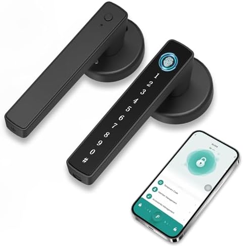 Fingerprint Door Lock, Touchscreen Keypad Lock with Handle, Smart Door Knob