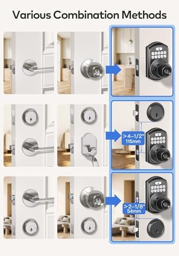 TEEHO TE003 Keypad Door Knob Lock, Keyless Entry Door Handle, Matte Black