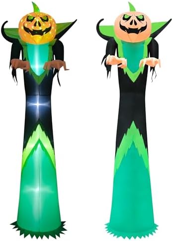 12ft Halloween Inflatable Decor with LED Lights Outdoor Blow up Decor Inflatables for Halloween/Yard/Lwan/Garden Outside Decor (12ft Black Pumpkin)