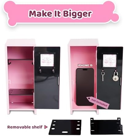 YOBRO Mini Locker with Lock, 2 Keys, 24 Magnetic Stickers, Pink