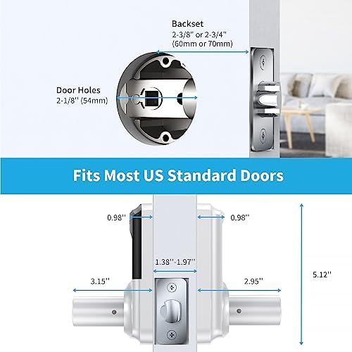 Signstek Keyless Entry,Digital Smartcode Door Lock for Front Door,Keypad Door Lock with Handle and Security Key,Touchscreen,Easy Installation,Silver