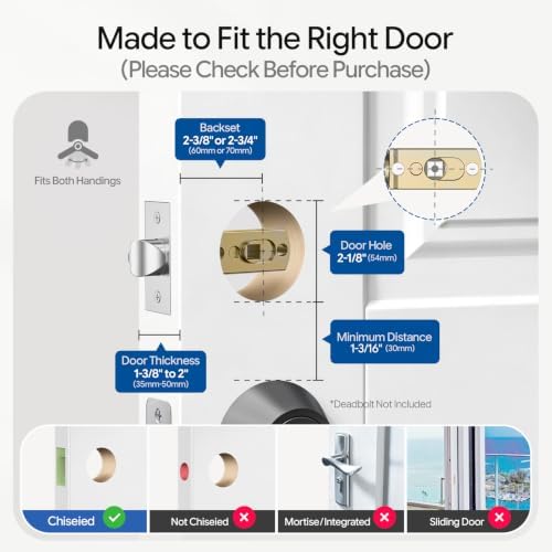 Keypad Door Lock with Handle, Smart Keyless Entry with Code for Front Door