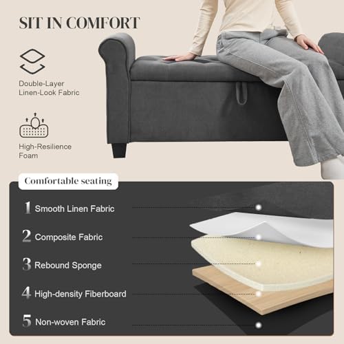 49" Ottoman with Storage, End of Bed Storage Bench for Bedroom