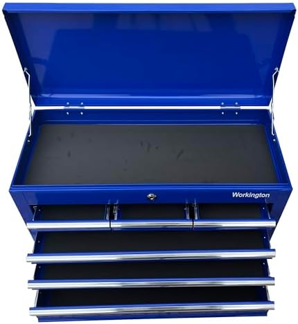 Workington Portable Metal Tool Chest with 6 Drawers, 24" 6-Drawer Tool Chest Cabinet with Ball Bearing Drawer Slides, Steel Tool Storage Box Organizer 4005 Blue