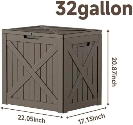32 Gallon Waterproof Resin Storage Deck Box, Light Coffee