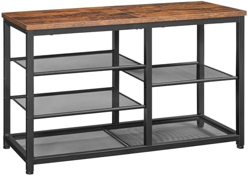 HOOBRO Shoe Bench, 5-Tier Shoe Rack Bench, Industrial Shoe Storage Bench