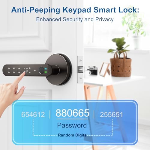 Fingerprint Door Lock, Smart Biometric Door Knob with App, Black