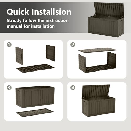 KAMABOKO 100 Gallon Outdoor Storage Box Waterproof Deck Box for Patio