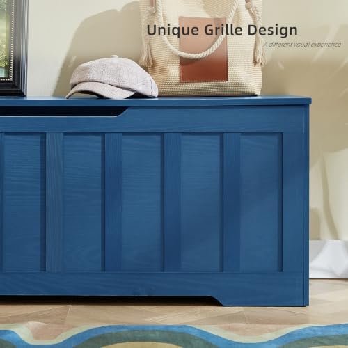 VANKILEY 47.2" Storage Chest Extra Large, Wooden Storage Bench(Blue)