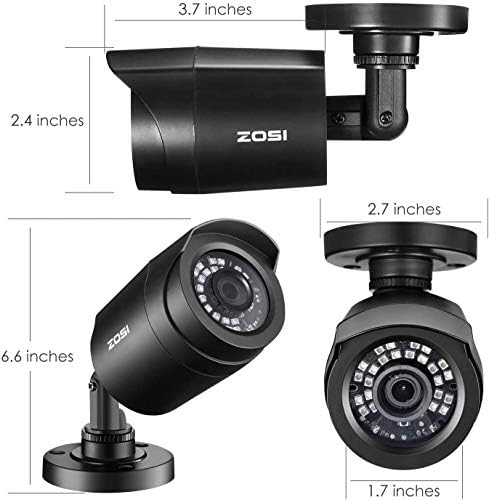 zosi 4 pack 1080p 2.0mp outdoor indoor 3.6mm, side view