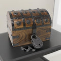 Nautical Cove Wooden Pirate Treasure Chest with Lock & Skeleton Key Small