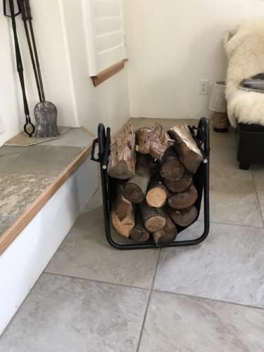 rocky mountain goods fireplace log holder with removable shown in use