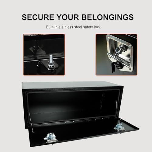 60 Inch Steel Underbody Truck Tool Box Heavy Duty Storage Organizer Tool Box Waterproof 60"X18"X18" Black