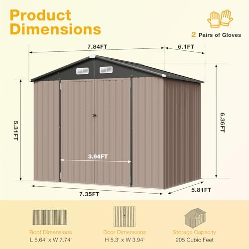8x6 FT Outdoor Storage Shed Brown