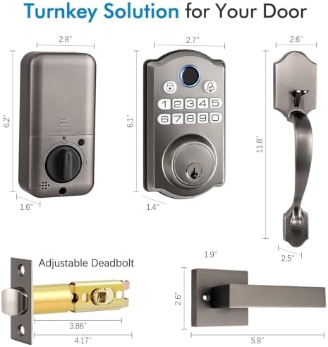 Keypad Smart Deadbolt Lock Set with 2 Lever Handles,5-in-1 Control