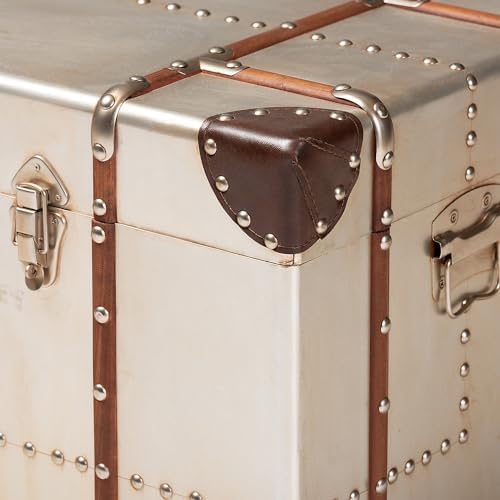 Baxton Studio Bechet Storage Trunk, Silver