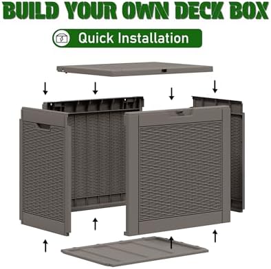 NUNU LAB Outdoor Storage Box 31 Gallon,Waterproof Indoor Outside Deck Boxes,Backyard Storage Bin for Package Delivery,Garden Tools,Patio Cushions,Pool Accessories,Storage Bench Lockable Lid,Tool Box