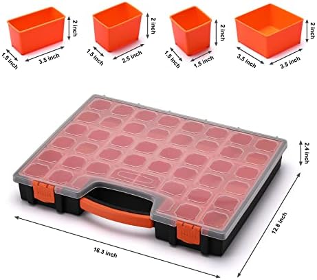 2PCS Multi-Purpose Toolbox, Professional Organizer with 22 Bin Compartments, Box Organizer for Hardware, Screws, Bolts, Nuts, Nails, Tools, Arts