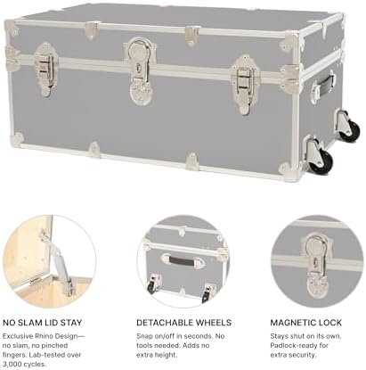 Rhino Classic Camp & College Trunk with Wheels, Footlocker, Dorm Storage