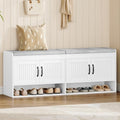 Hzuaneri 55.1" Shoe Storage Bench, Shoe Bench with 4 Doors & Padded Cushion