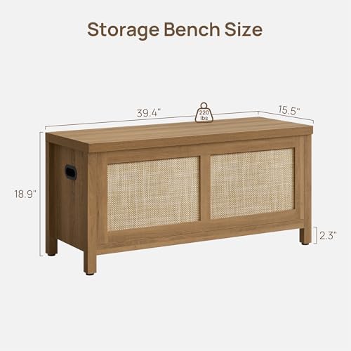 SICOTAS Rattan Storage Chest 39.4" Storage Bench for Bedroom