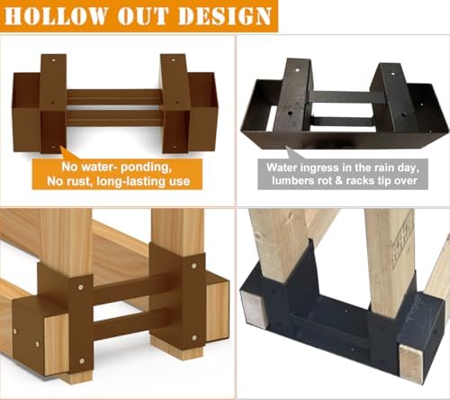 Outdoor Firewood Brackets Fire Wood Rack for 2x4 lumber, Brown