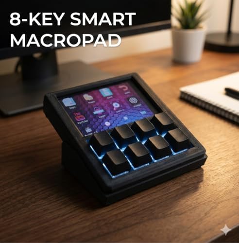 8-key macropad 3.5" tft lcd screen programmable mechanical shown in use