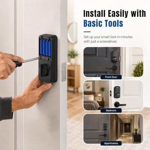 Electronic Keypad Deadbolt, Keyless Entry Door Lock,Keyless Deadbolt for Bedroom,Closet, Storage Room,Back Side Door,Residential Interior Doors, Apartments&Rental Houses,Easy Install,Black