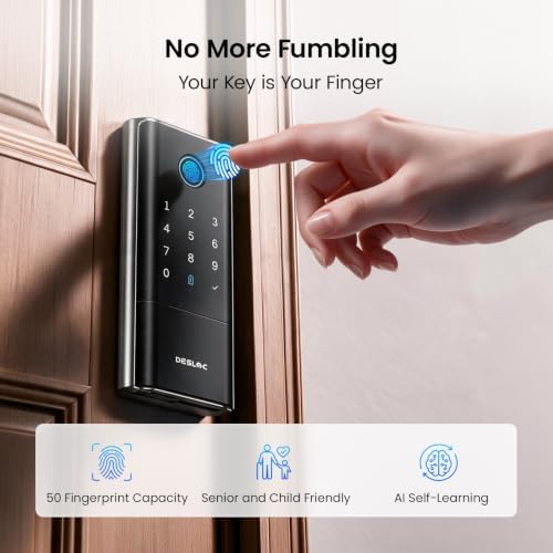 DESLOC Fingerprint WiFi Smart Lock, K120 Keypad Deadbolt Up to 16 Months