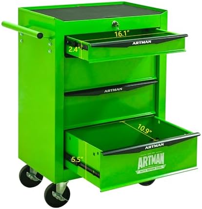 4 Drawer Rolling Tool Chest on Wheels,Multifunctional Mobile Metal Tool Cart,Drawers Rolling Trolley Organizer Tool Storage Box for Repair Shop,Warehouse,Garage,Workshop(4 Drawers-30.5"H-Green)
