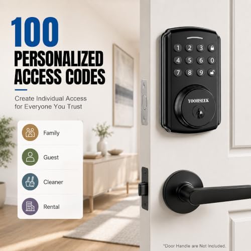 Electronic Keypad Deadbolt, Keyless Entry Door Lock,Keyless Deadbolt for Bedroom,Closet, Storage Room,Back Side Door,Residential Interior Doors, Apartments&Rental Houses,Easy Install,Black