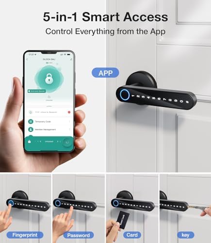 Fingerprint Door Lock, Smart Door Knob with Keypad Keyless Entry, 4-in-1