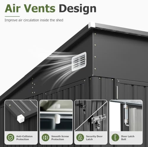 Aoxun 7.5'x4' Outdoor Storage Shed with 3 Lockable Doors & 14mm PP Floor