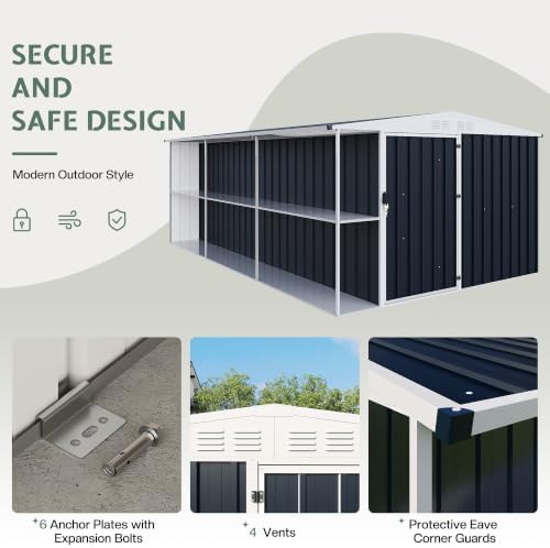 AMERLIFE 8x10x6 FT Outdoor Shed with Storage Shelf for Backyard